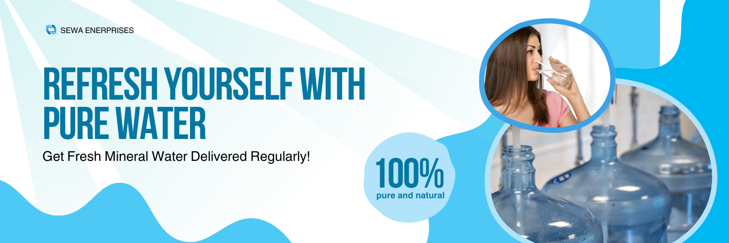 Blue White Photo Illustrative Water Supply Promotion Banner (1500 x 500 px)